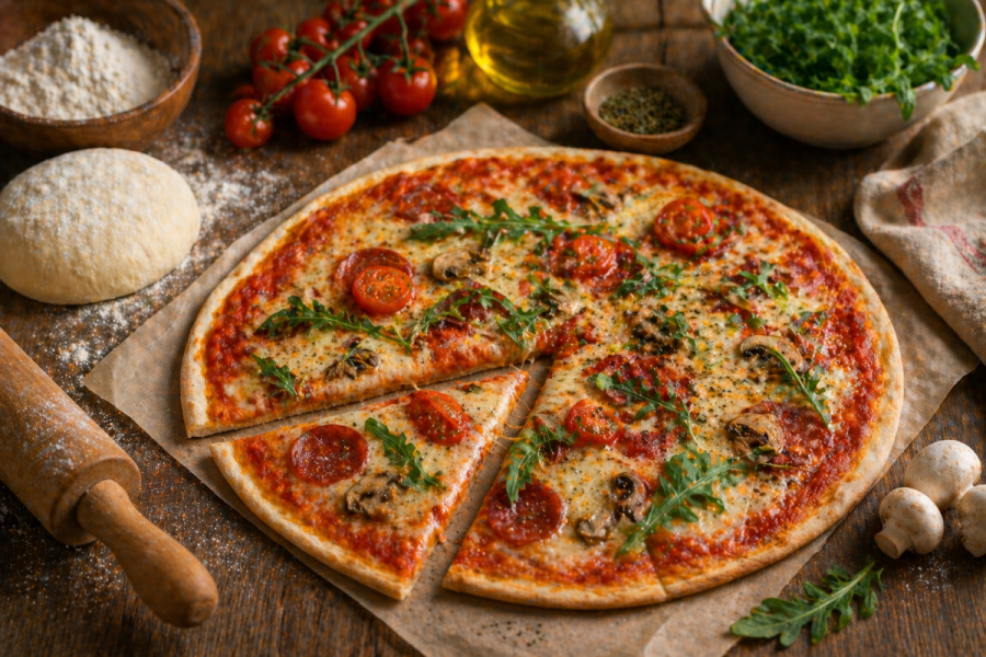 Домашня піца на тонкому тісті