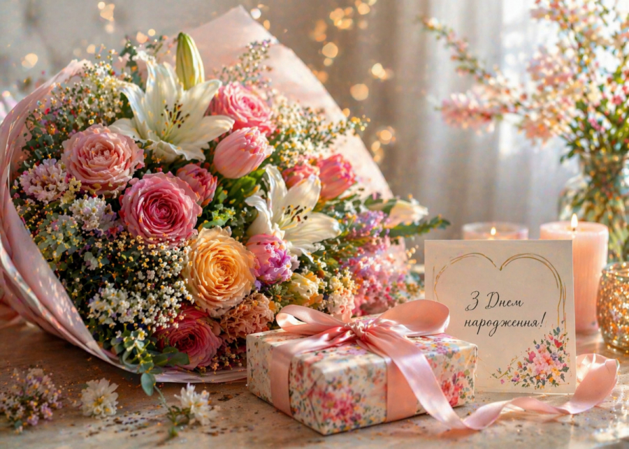 Привітання жінці з днем народження