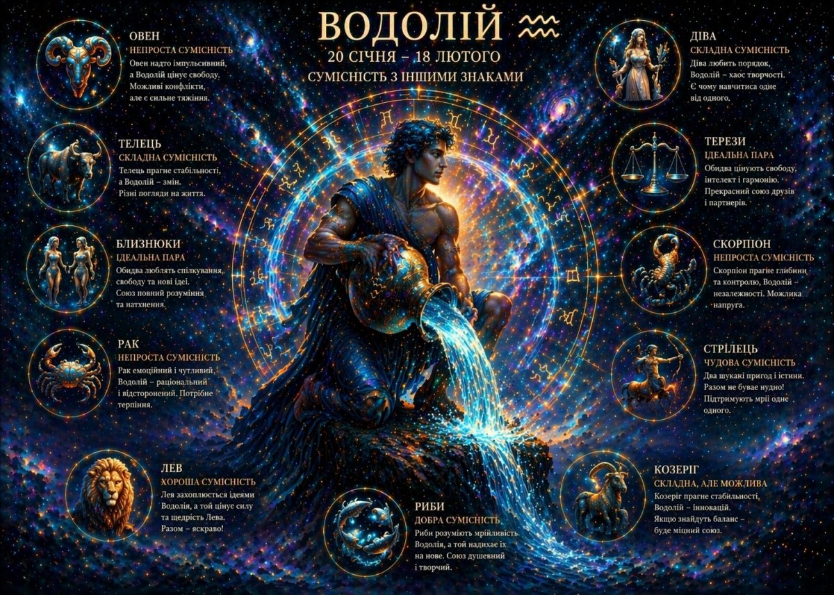 Совместимость Водолея с другими знаками