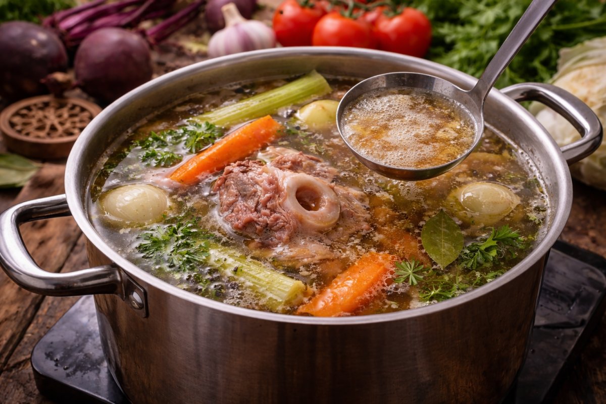 Як правильно варити бульйон для борщу