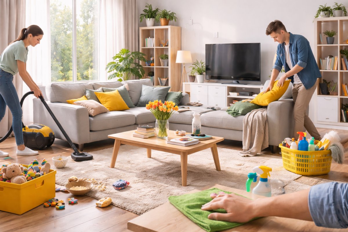 Як швидко прибрати вітальню