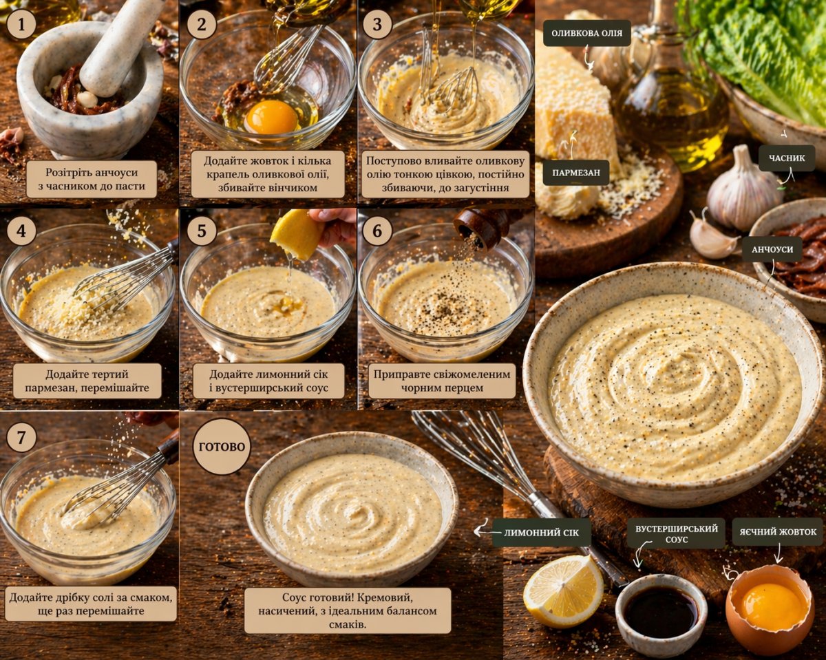 Як зробити класичний соус для салату Цезар